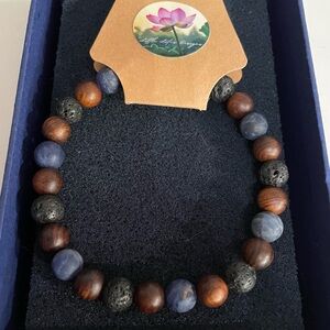 Elegant Blue, Brown and Black Gemstone Bracelet NWT